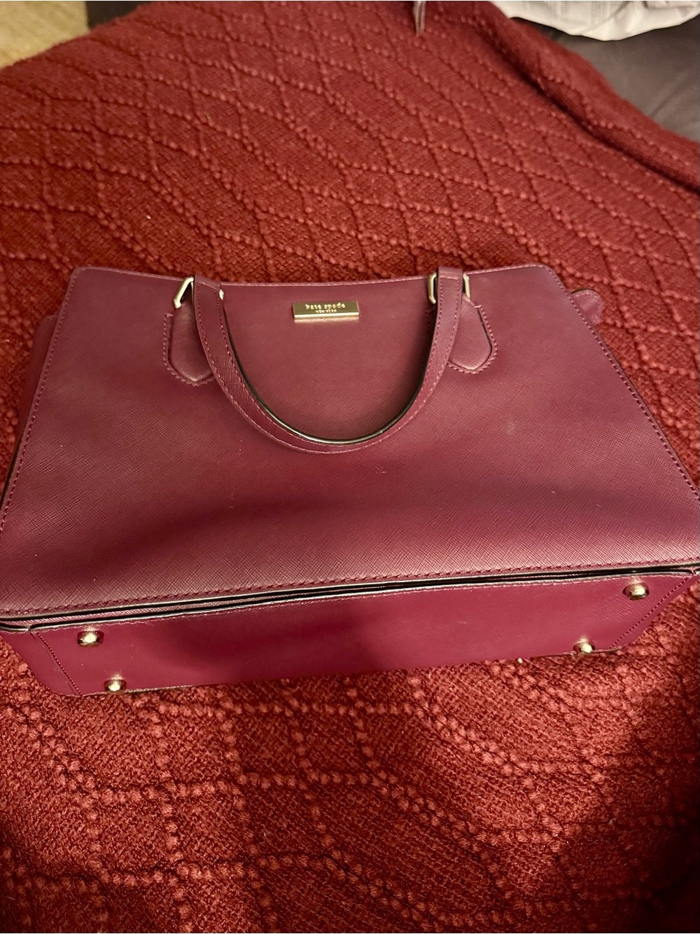 Kate Spade New York Plum Saffiano Leather Tote with Matching Card Holder - Picture 10 of 13
